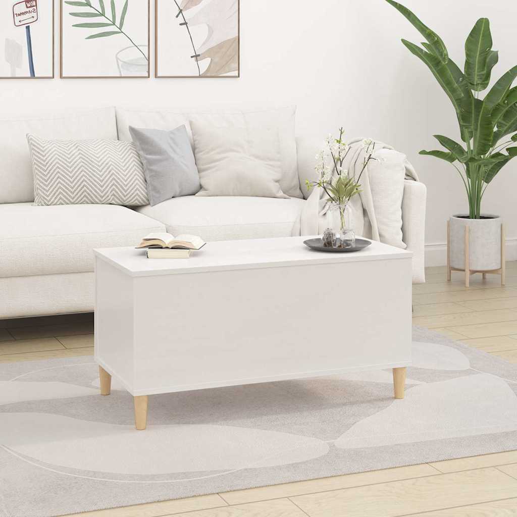 vidaXL Stolik kawowy, biały z połyskiem, 90x44,5x45 cm