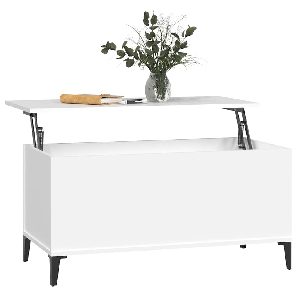 vidaXL Stolik kawowy, biały 90x44,5x45 cm, materiał drewnopochodny