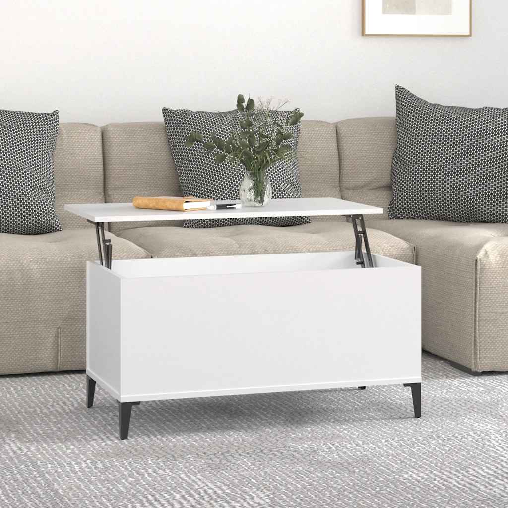 vidaXL Stolik kawowy, biały 90x44,5x45 cm, materiał drewnopochodny