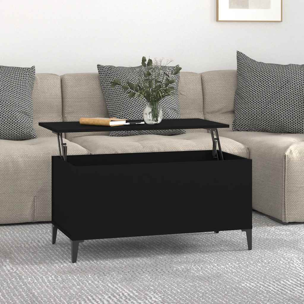 vidaXL Stolik kawowy, czarny, 90x44,5x45 cm, materiał drewnopochodny
