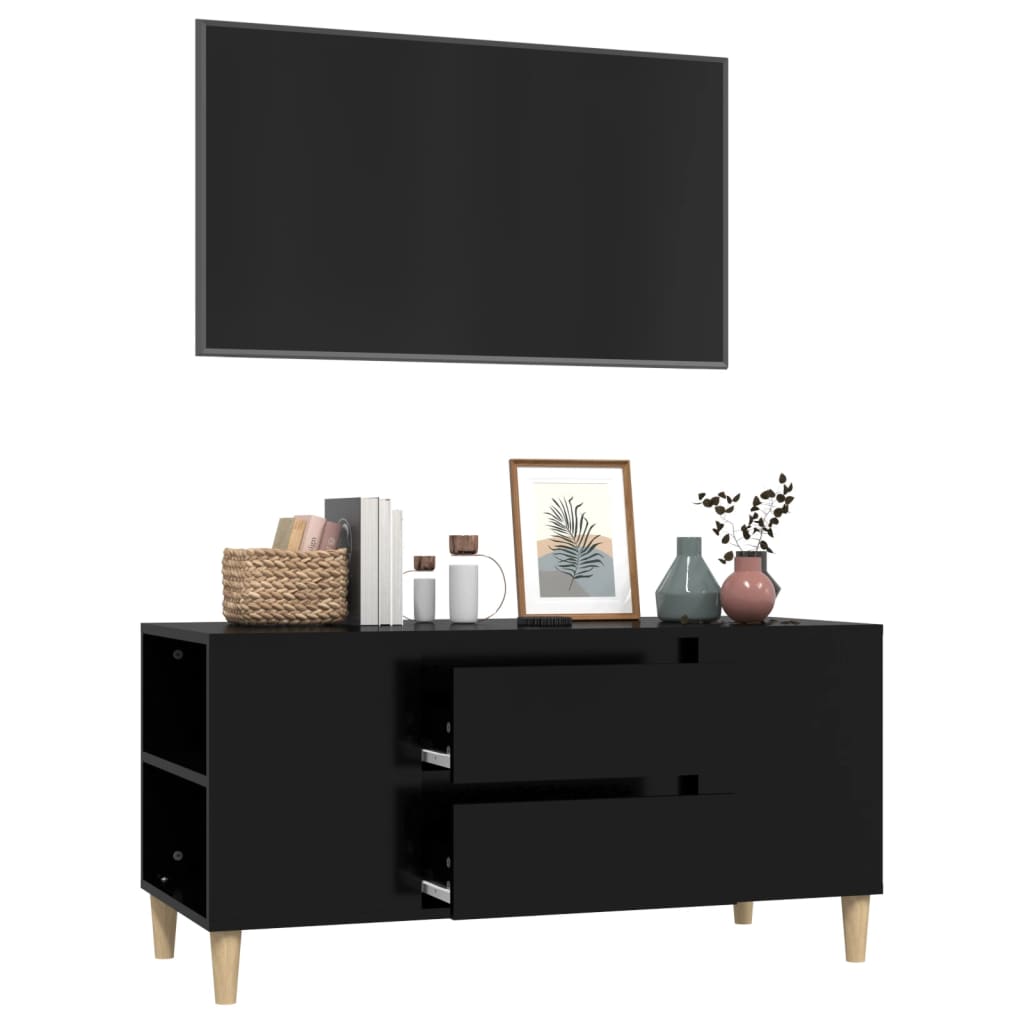 vidaXL Szafka pod TV, czarna, 102x44,5x50 cm, materiał drewnopochodny