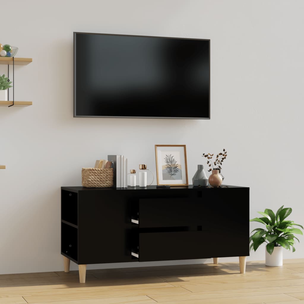 vidaXL Szafka pod TV, czarna, 102x44,5x50 cm, materiał drewnopochodny