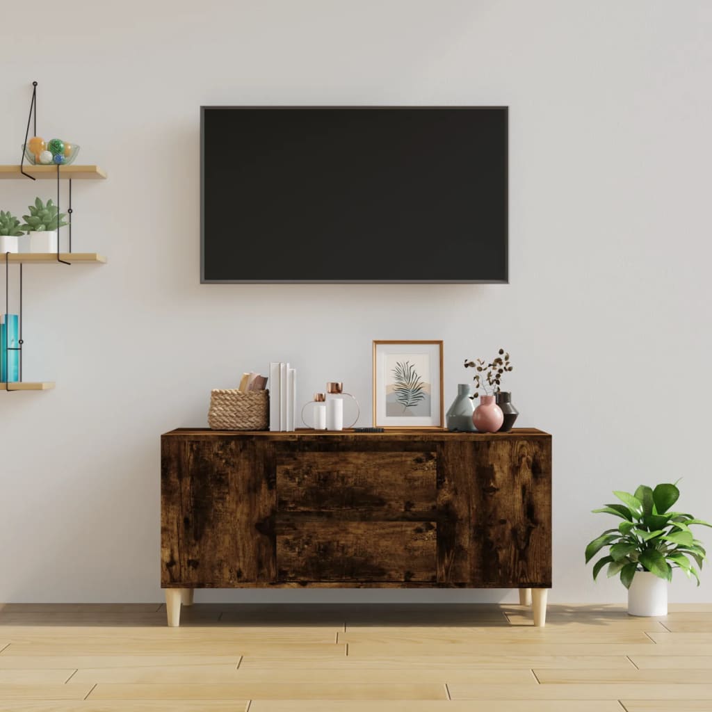 vidaXL Szafka pod TV, przydymiony dąb, 102x44,5x50 cm