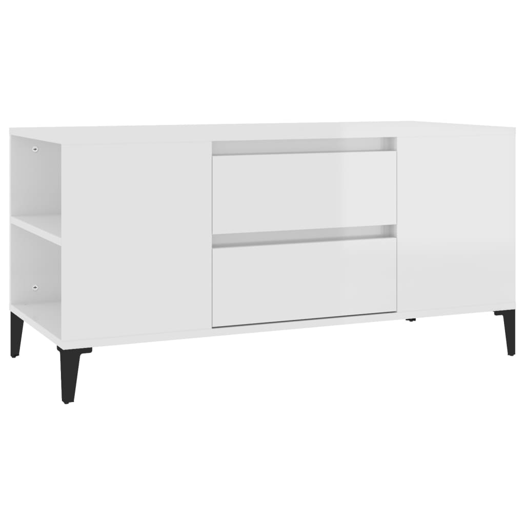 vidaXL Szafka pod TV, wysoki połysk, biała, 102x44,5x50 cm