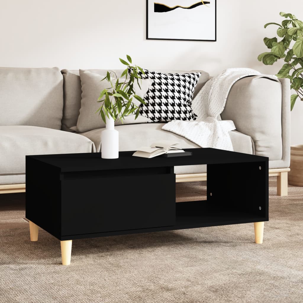 vidaXL Stolik kawowy, czarny, 90x50x36,5 cm, materiał drewnopochodny