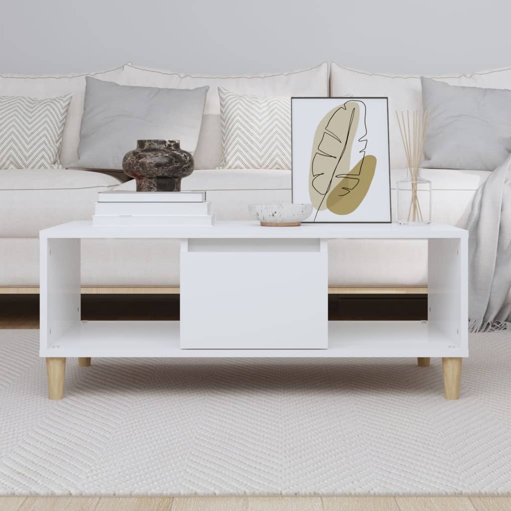 vidaXL Stolik kawowy, biały 90x50x36,5 cm, materiał drewnopochodny