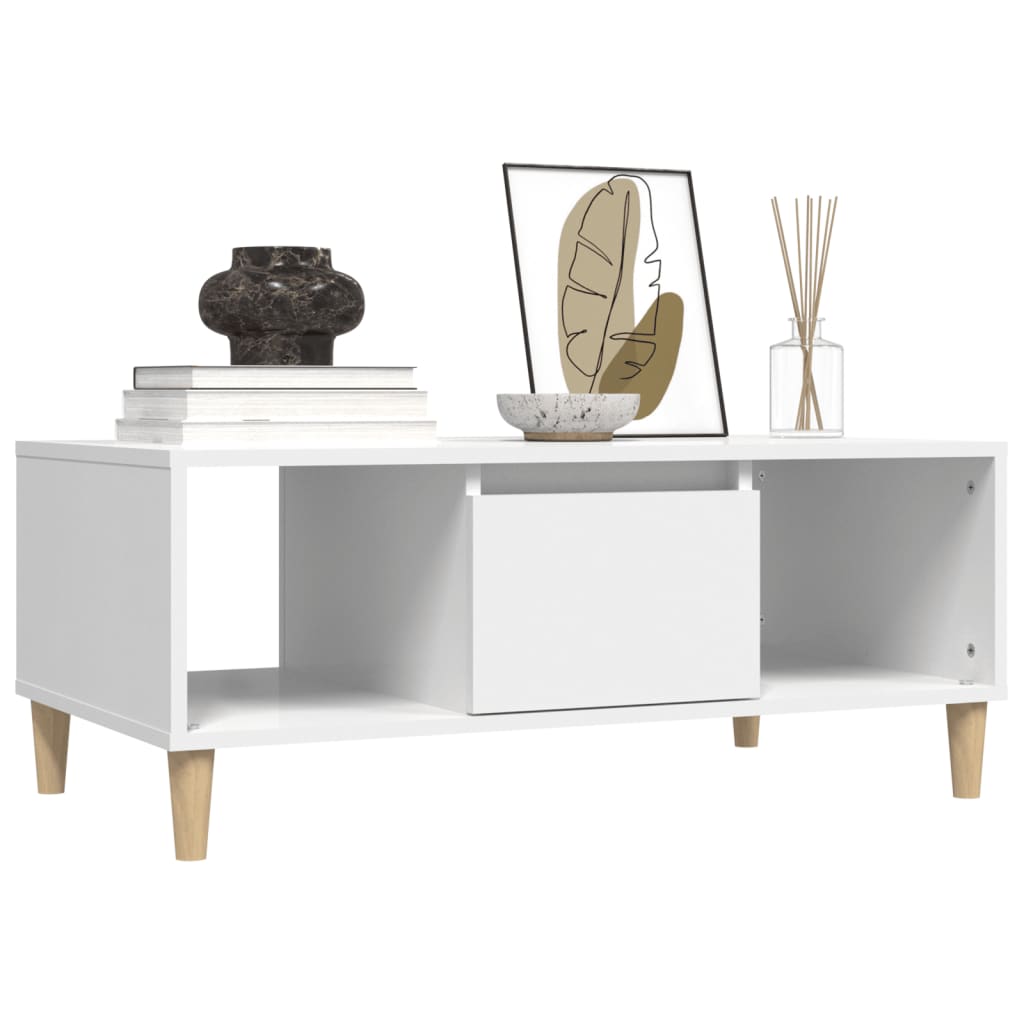 vidaXL Stolik kawowy, biały 90x50x36,5 cm, materiał drewnopochodny