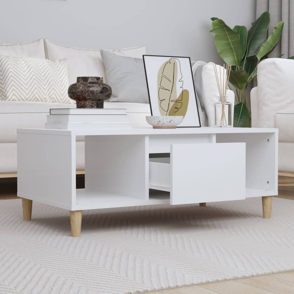 vidaXL Stolik kawowy, biały 90x50x36,5 cm, materiał drewnopochodny