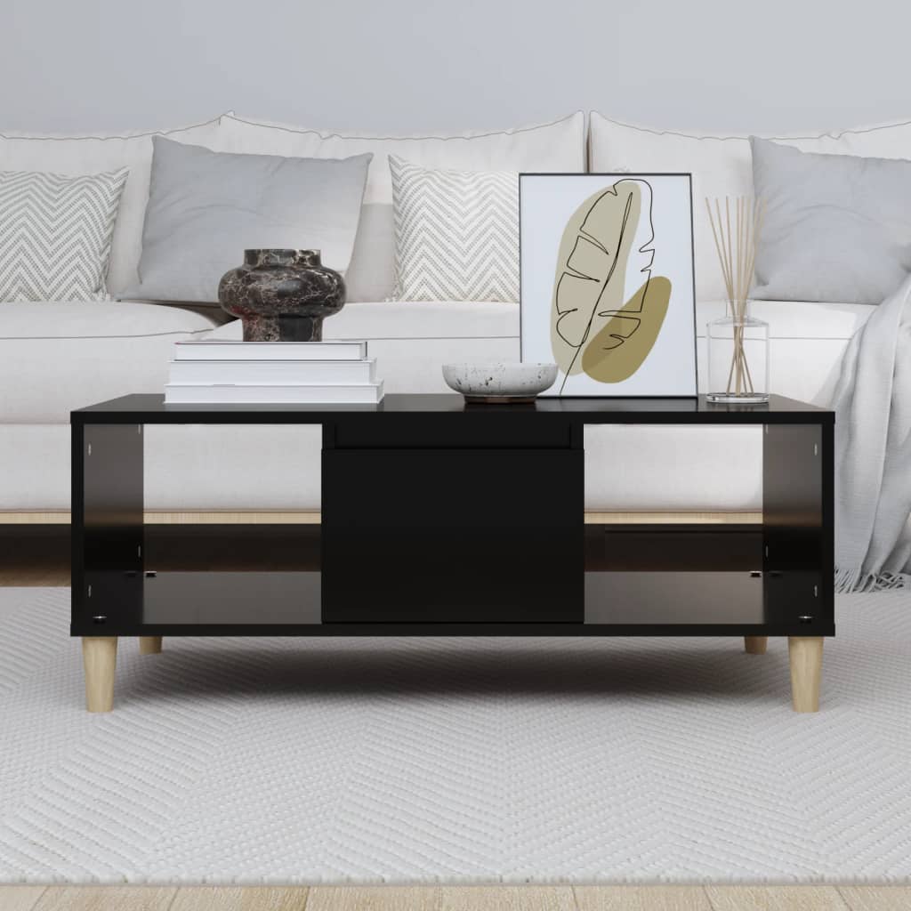 vidaXL Stolik kawowy, czarny, 90x50x36,5 cm, materiał drewnopochodny