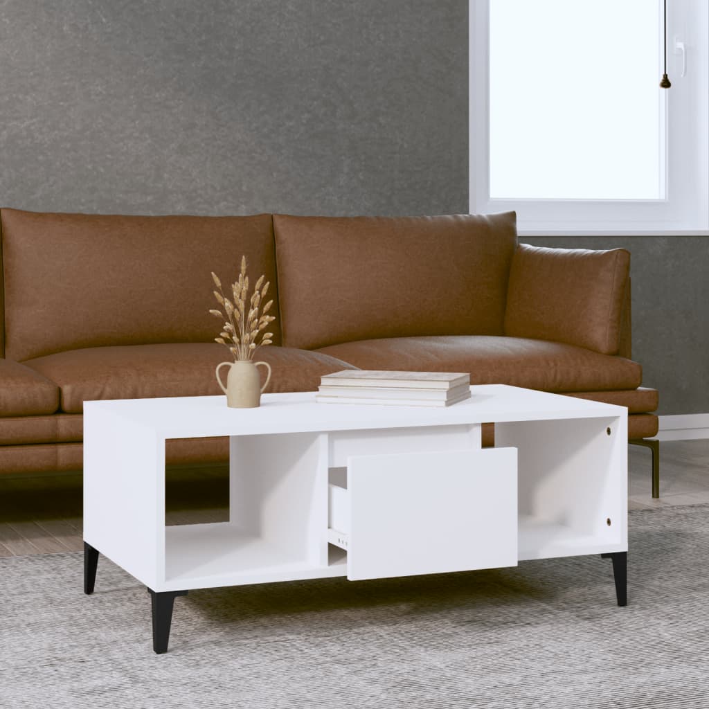 vidaXL Stolik kawowy, biały 90x50x36,5 cm, materiał drewnopochodny