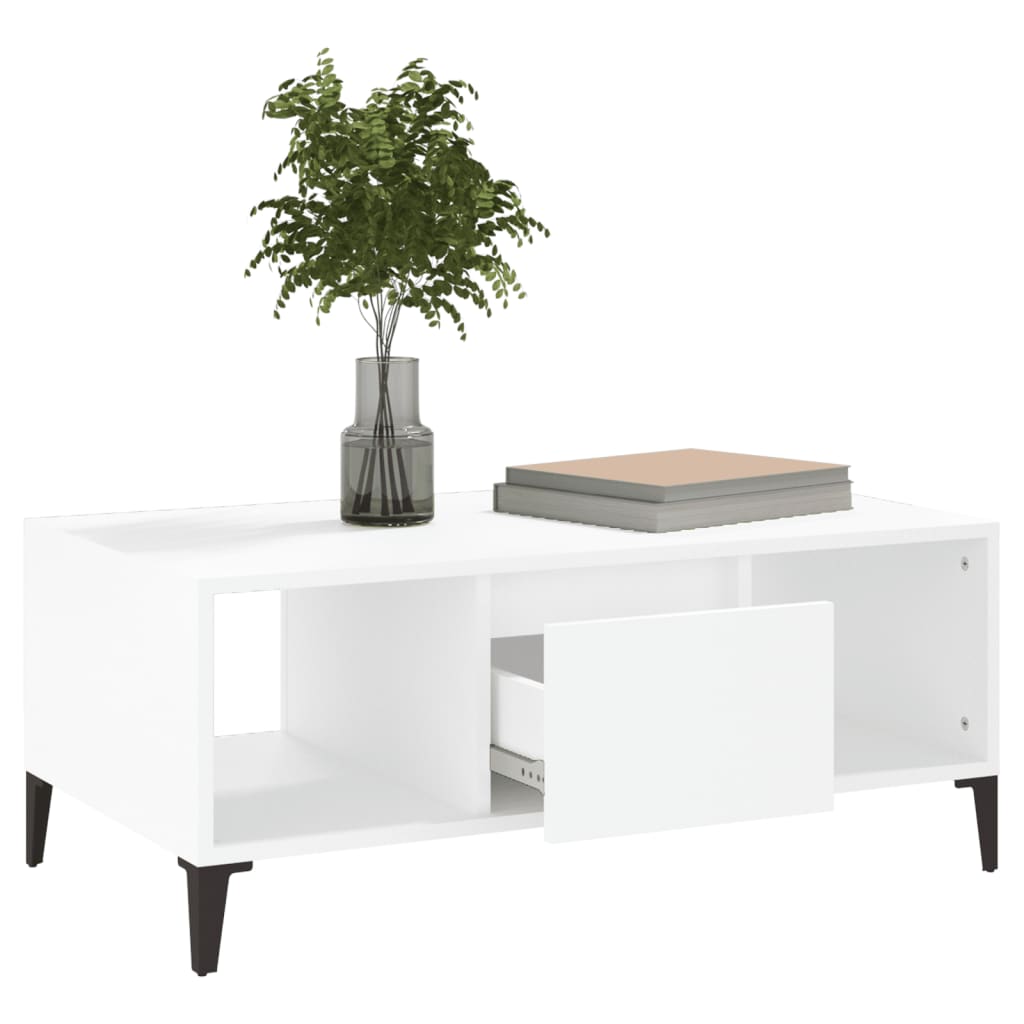 vidaXL Stolik kawowy, biały 90x50x36,5 cm, materiał drewnopochodny