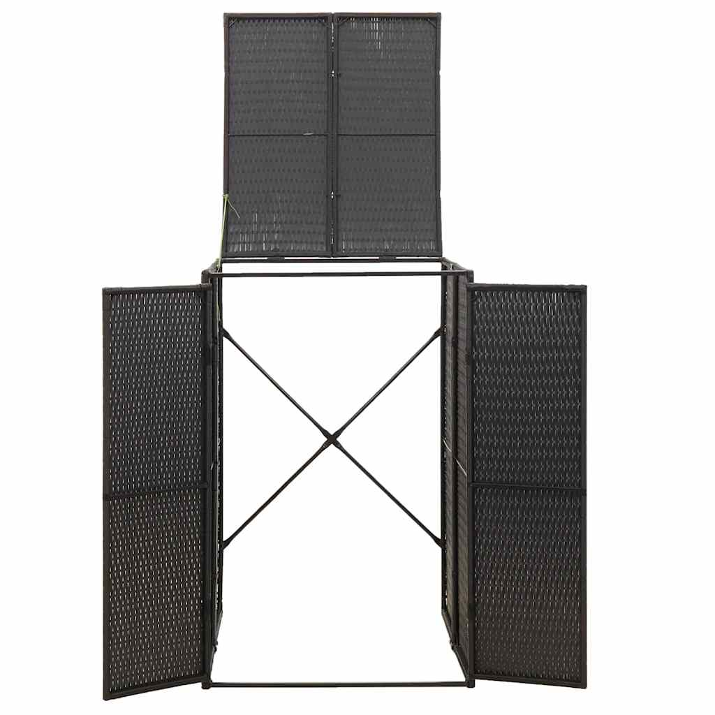 vidaXL Osłona na kosz na śmieci, czarna, 70x80x117 cm, polirattan