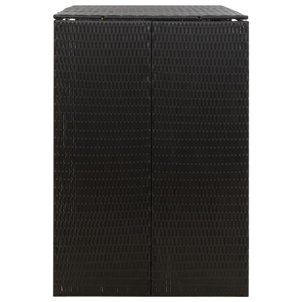 vidaXL Osłona na 2 kosze na śmieci, czarna, 140x80x117 cm, polirattan