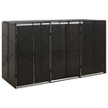 vidaXL Osłona na 3 kosze na śmieci, czarna, 207x80x117 cm, polirattan