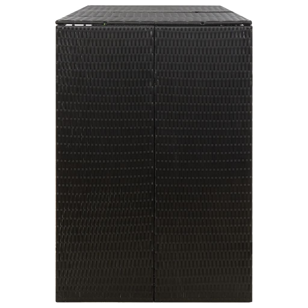 vidaXL Osłona na 3 kosze na śmieci, czarna, 207x80x117 cm, polirattan