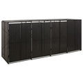 vidaXL Osłona na 4 kosze na śmieci, czarna, 274x80x117 cm, polirattan
