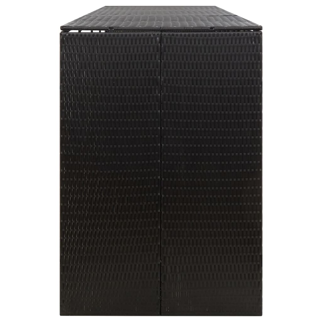 vidaXL Osłona na 4 kosze na śmieci, czarna, 274x80x117 cm, polirattan