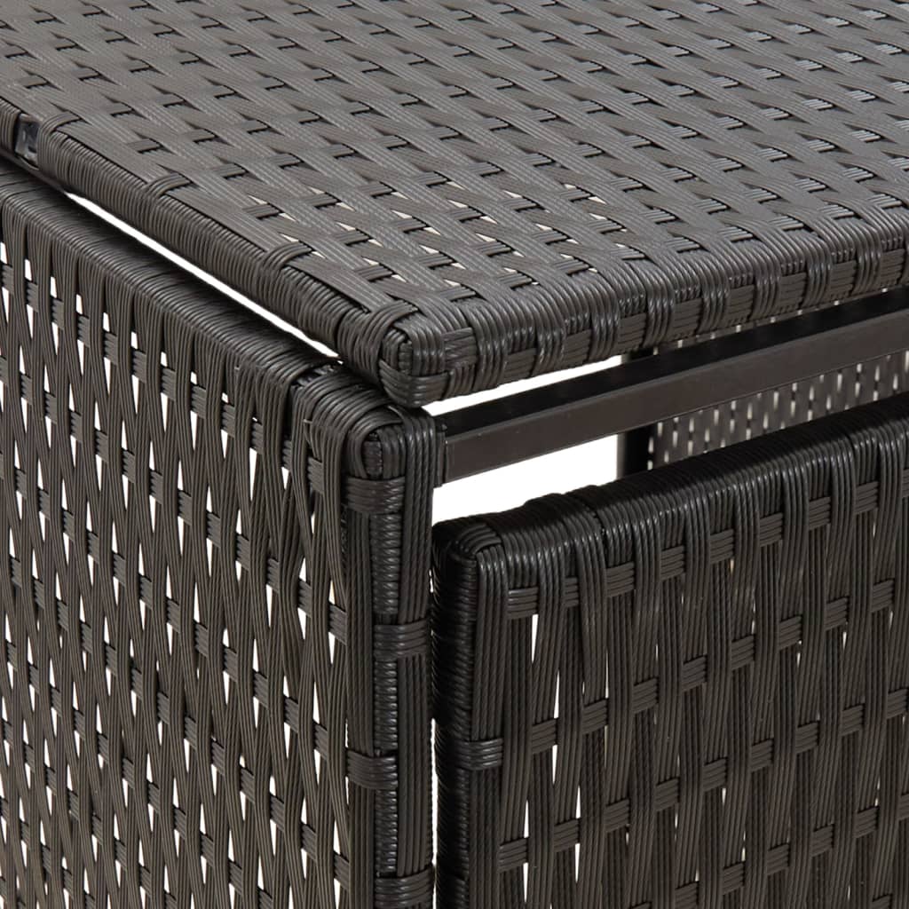 vidaXL Osłona na 4 kosze na śmieci, czarna, 274x80x117 cm, polirattan