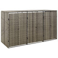 vidaXL Osłona na 3 kosze na śmieci, szara, 207x80x117 cm, polirattan