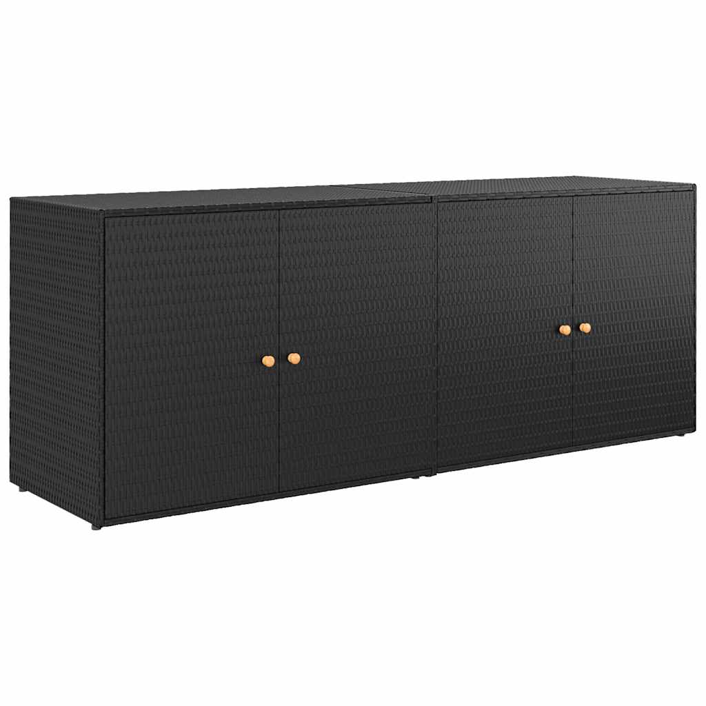 vidaXL Szafka ogrodowa, czarna, 198x55,5x80 cm, polirattan