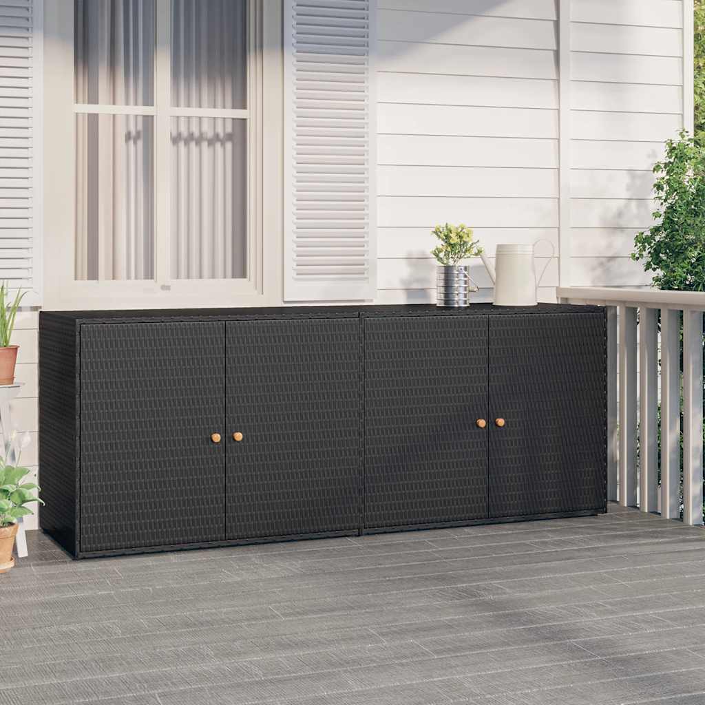 vidaXL Szafka ogrodowa, czarna, 198x55,5x80 cm, polirattan