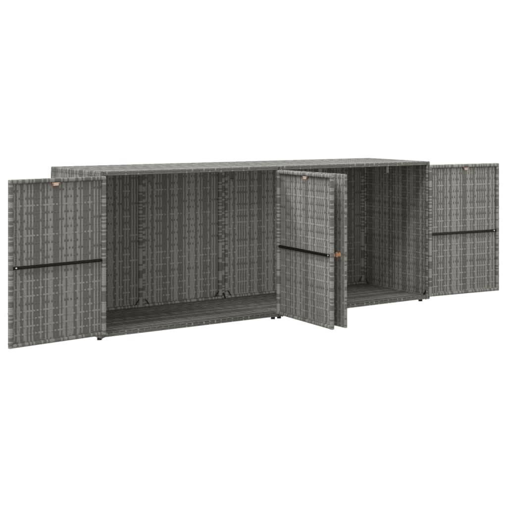vidaXL Szafka ogrodowa, szara, 198x55,5x80 cm, rattan PE