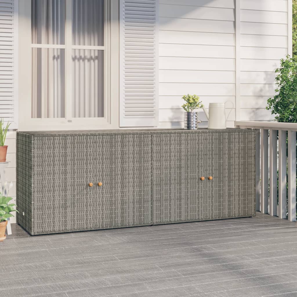 vidaXL Szafka ogrodowa, szara, 198x55,5x80 cm, rattan PE