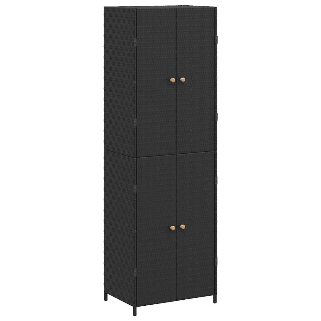 vidaXL Szafka ogrodowa, czarna, 59x40x180 cm, rattan PE