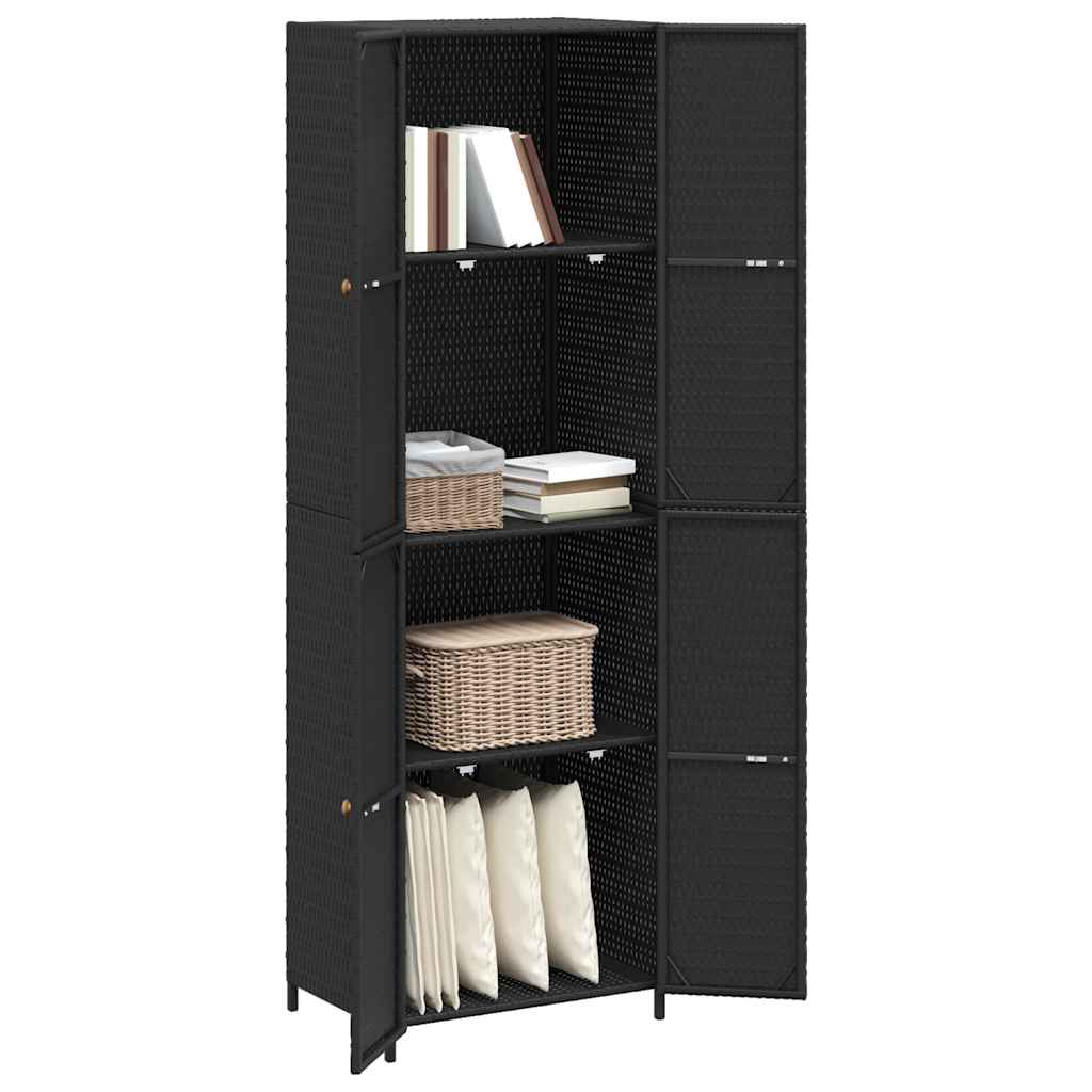 vidaXL Szafka ogrodowa, czarna, 59x40x180 cm, rattan PE