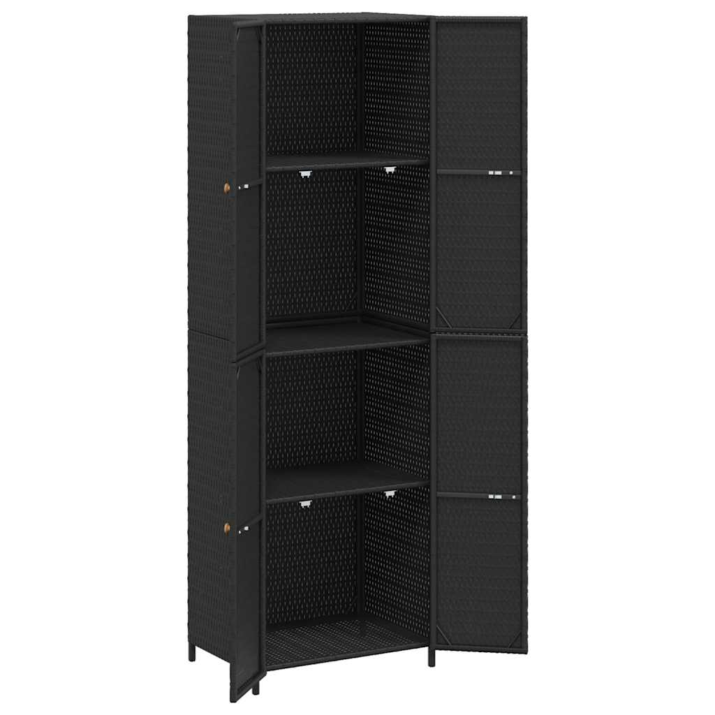 vidaXL Szafka ogrodowa, czarna, 59x40x180 cm, rattan PE