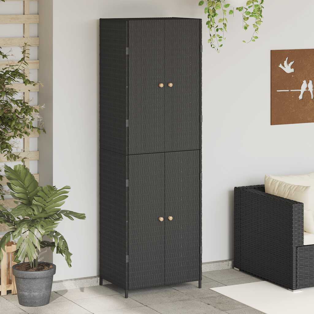 vidaXL Szafka ogrodowa, czarna, 59x40x180 cm, rattan PE
