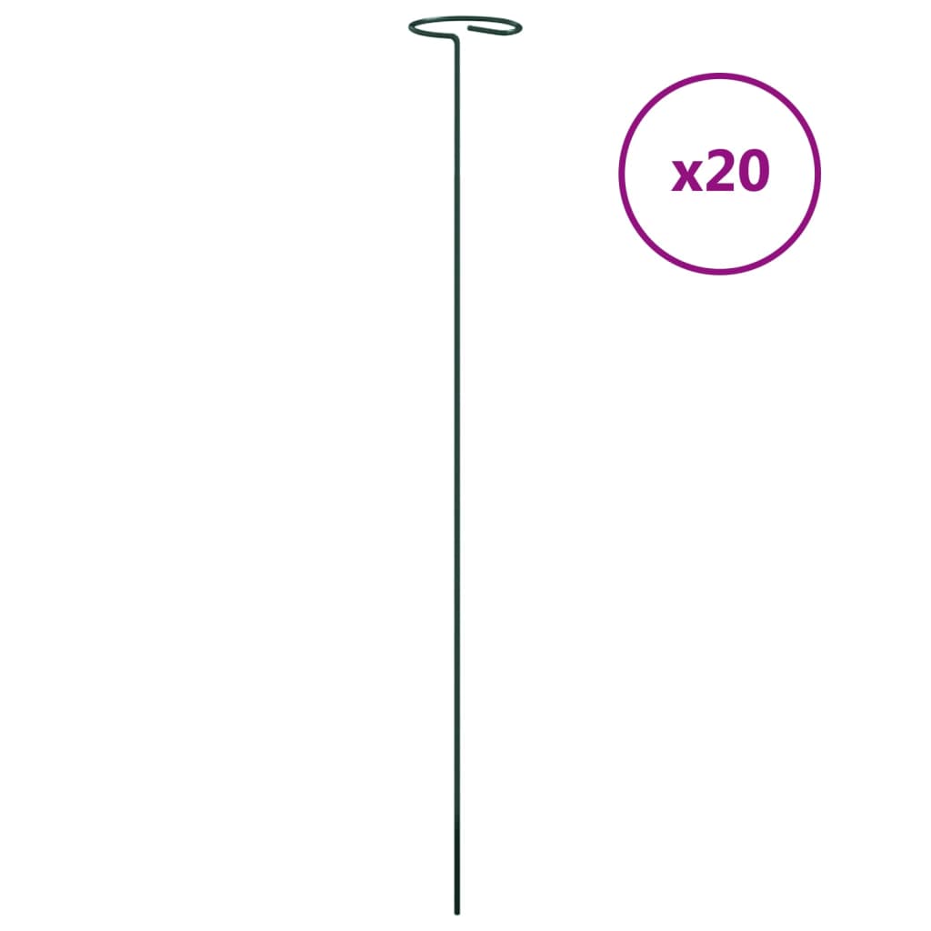 vidaXL Podpórki do roślin, 20 szt., ciemnozielone, 61 cm, stalowe