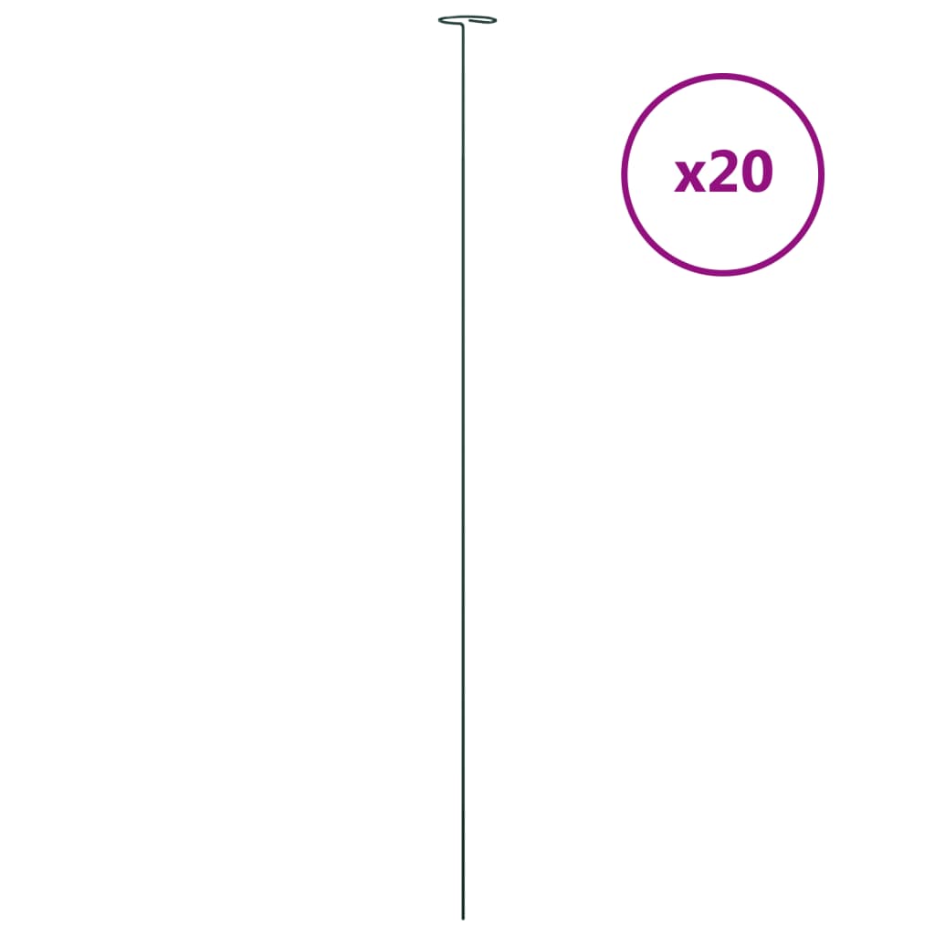 vidaXL Podpórki do roślin, 20 szt., ciemnozielone, 91 cm, stalowe