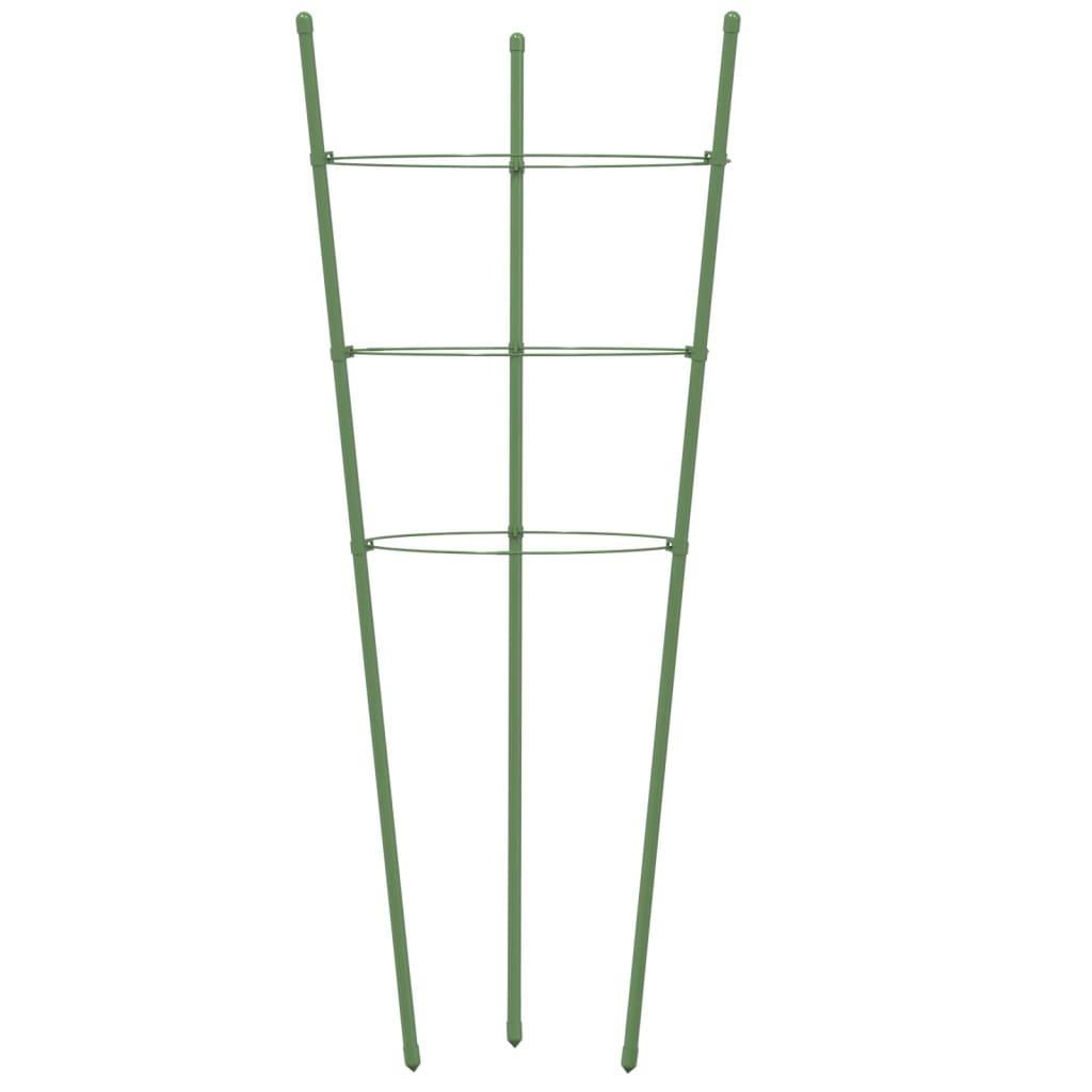 vidaXL Podpórki dla roślin, z 3 obręczami, 5 szt, zielone, 45 cm, stal