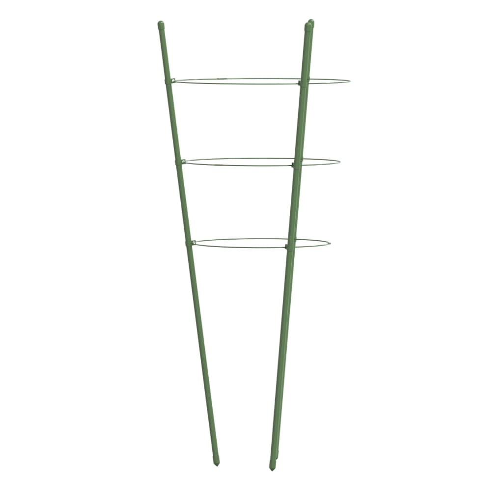 vidaXL Podpórki dla roślin, z 3 obręczami, 5 szt, zielone, 45 cm, stal