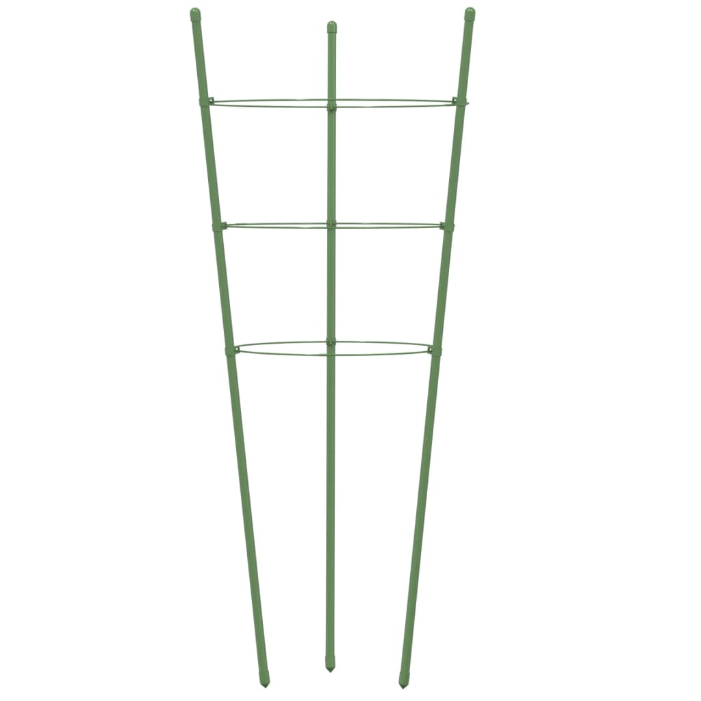 vidaXL Podpórki dla roślin, z 3 obręczami, 5 szt, zielone, 60 cm, stal