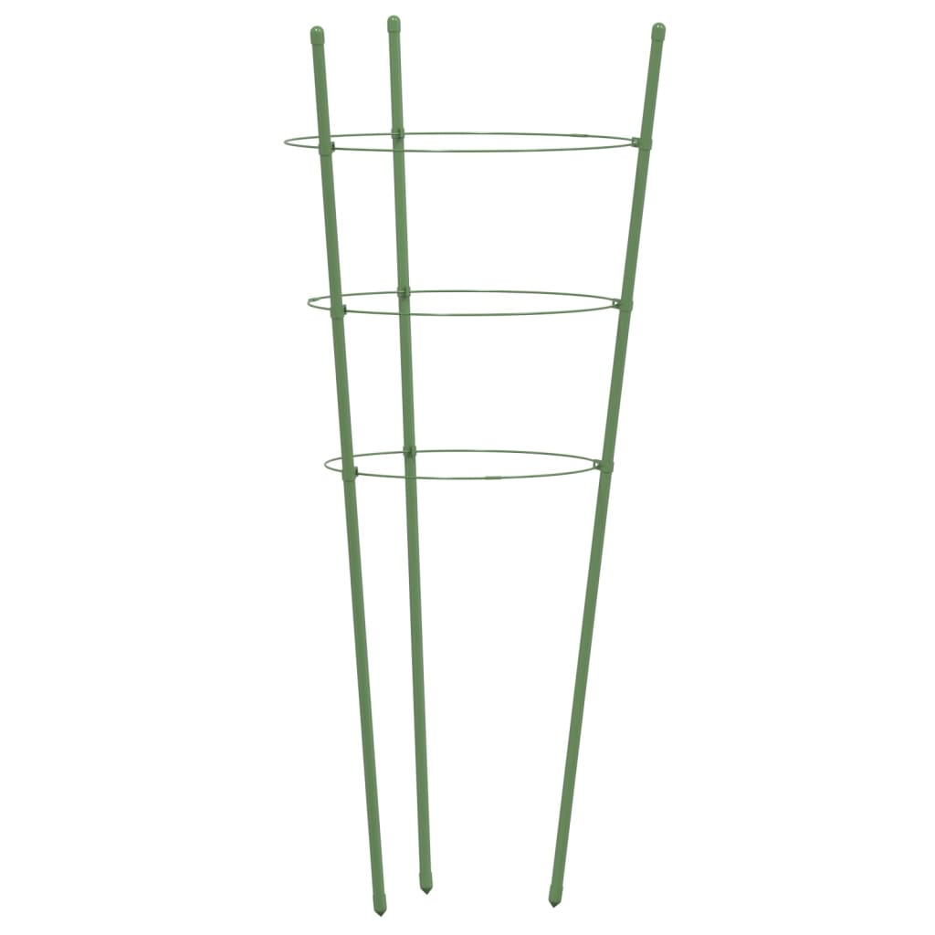 vidaXL Podpórki dla roślin, z 3 obręczami, 5 szt, zielone, 75 cm, stal