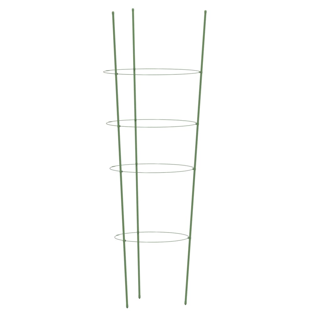vidaXL Podpórki dla roślin, z 4 obręczami, 5 szt, zielone, 90 cm, stal