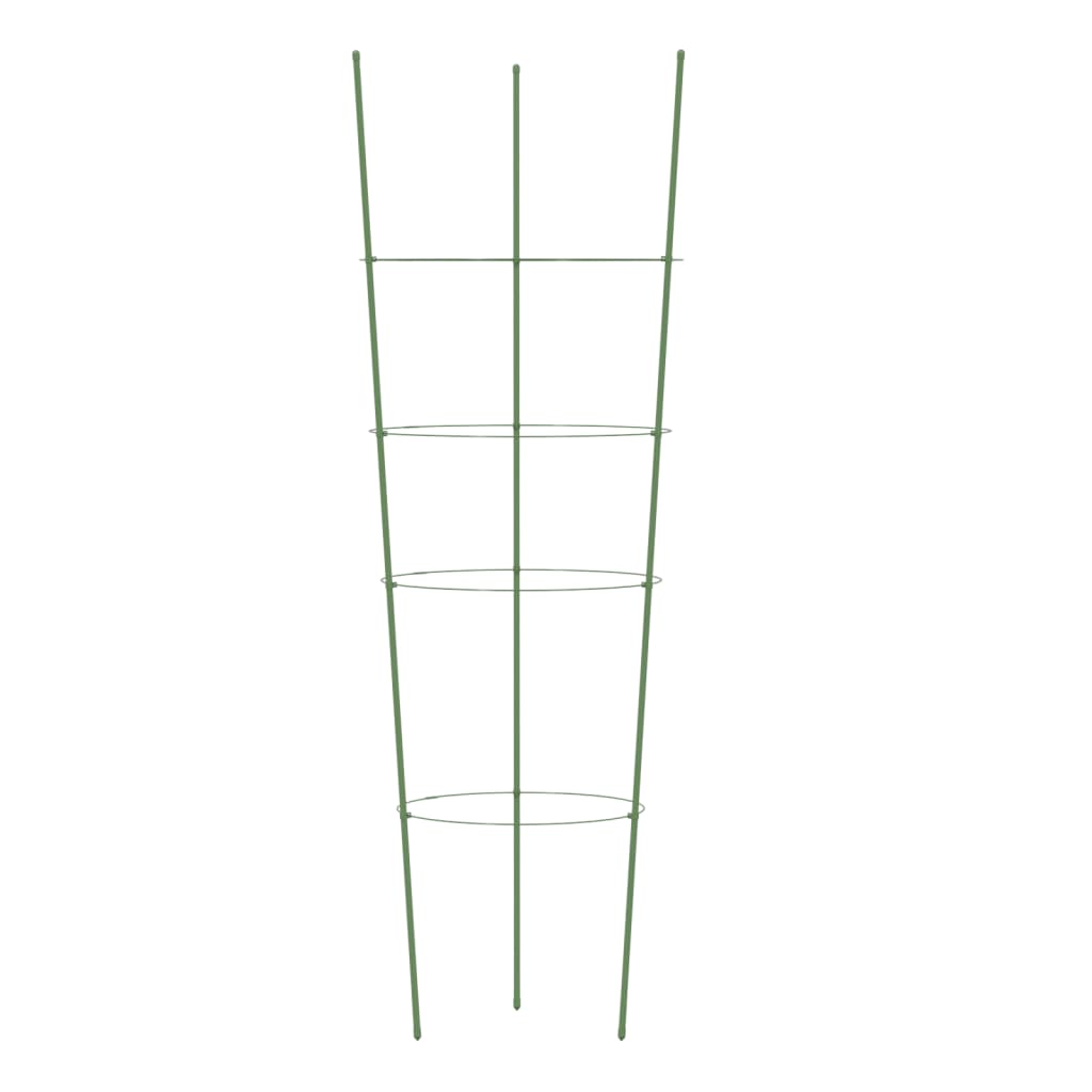 vidaXL Podpórki dla roślin, z 4 obręczami, 5 szt, zielone, 90 cm, stal
