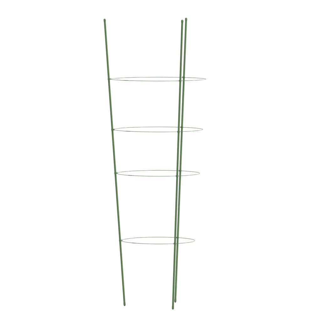 vidaXL Podpórki dla roślin, z 4 obręczami, 5 szt, zielone, 90 cm, stal