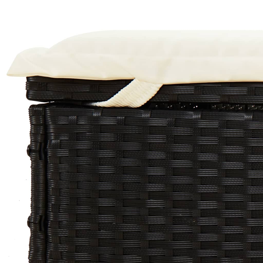 vidaXL Leżak ze składanym dachem, czarny, 213x63x97 cm, polirattan