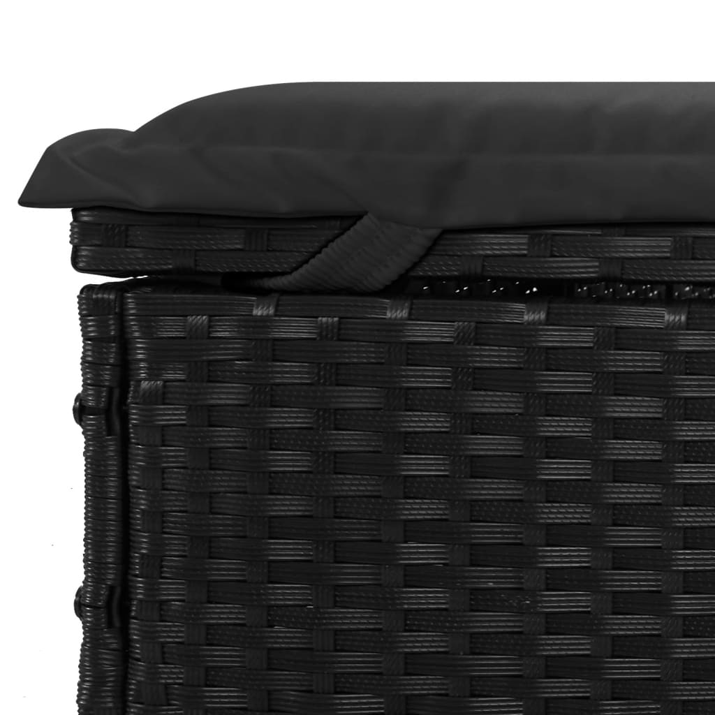 vidaXL Leżak z półokrągłym daszkiem, czarny, 211x57x140 cm, rattan PE