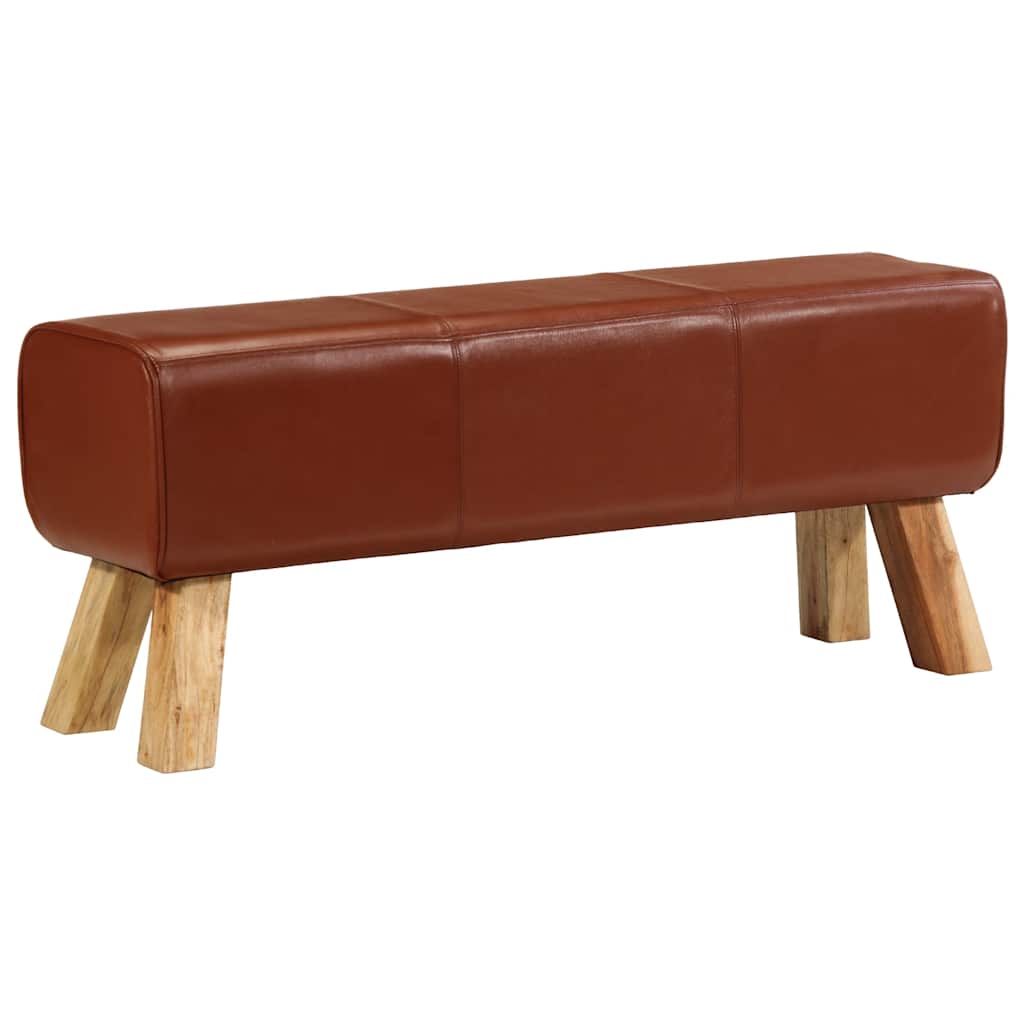 vidaXL Kozioł gimnastyczny, brązowy, 110 cm, skóra i lite drewno mango