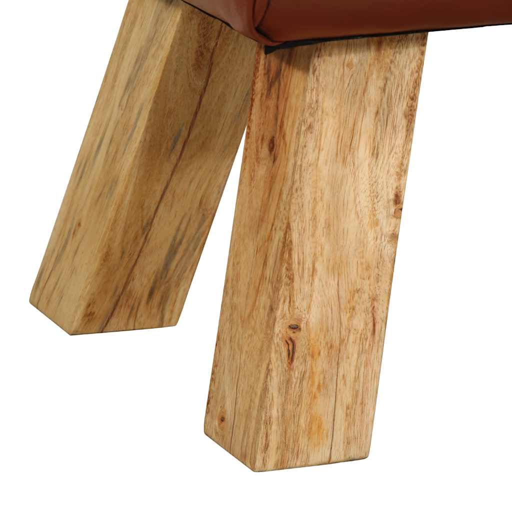 vidaXL Kozioł gimnastyczny, brązowy, 110 cm, skóra i lite drewno mango