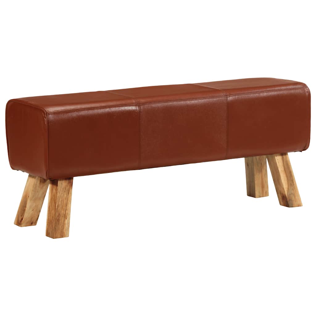vidaXL Kozioł gimnastyczny, brązowy, 110 cm, skóra i lite drewno mango