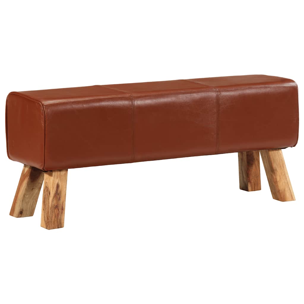vidaXL Kozioł gimnastyczny, brązowy, 110 cm, skóra i lite drewno mango