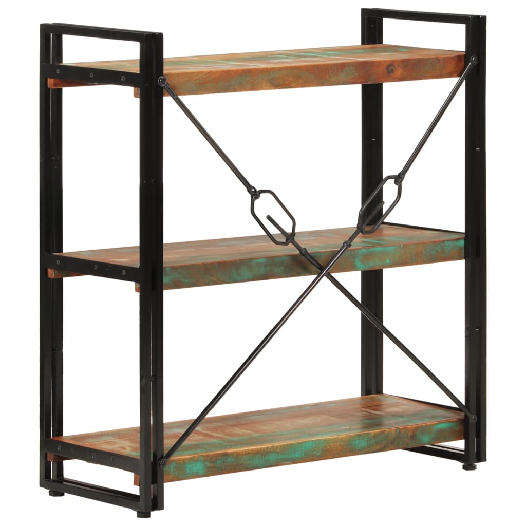 vidaXL 3-poziomowy regał na książki 77x30x80cm drewno odzyskane/żelazo