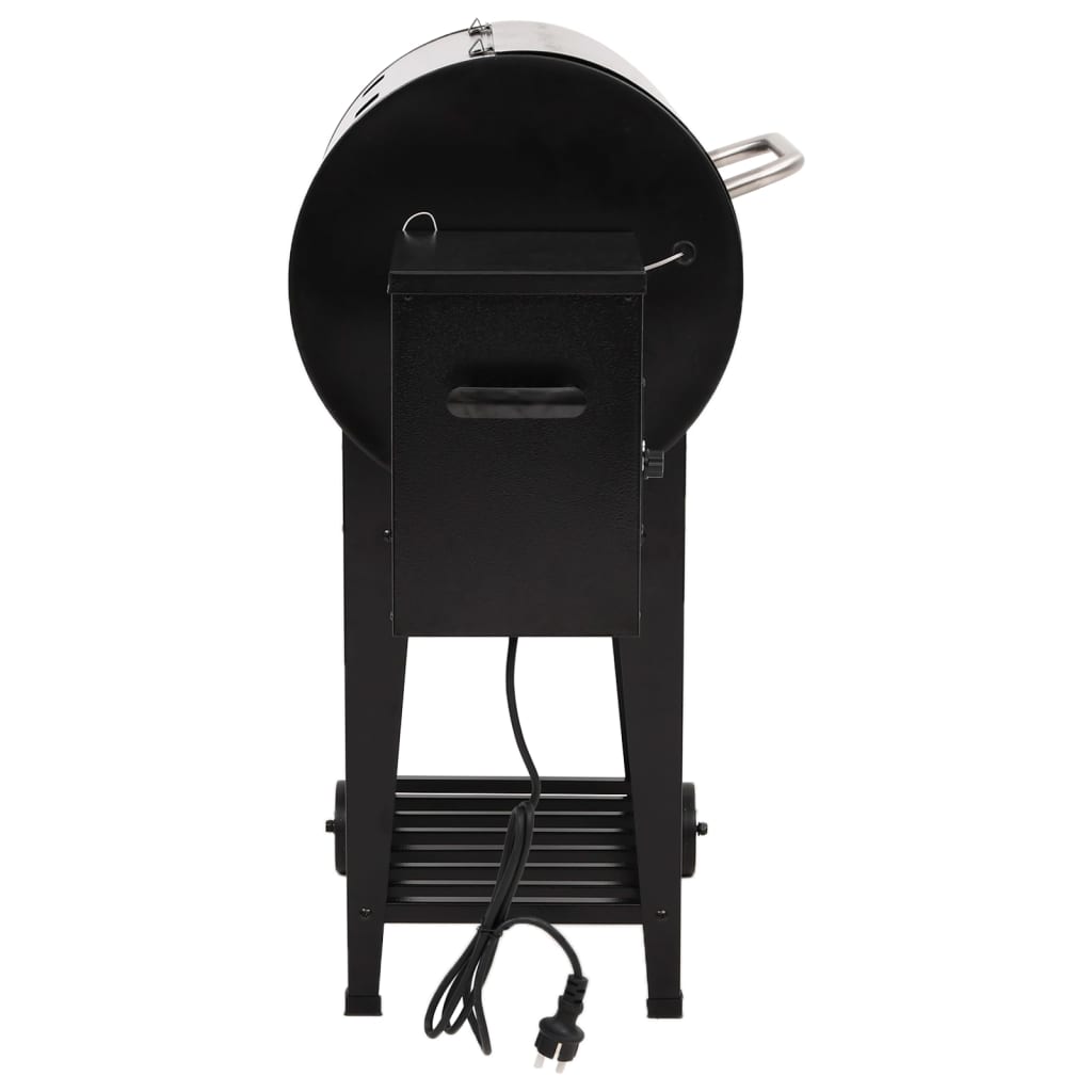 vidaXL Grill na pellet, z dolną półką, czarny, 94 cm, żelazo