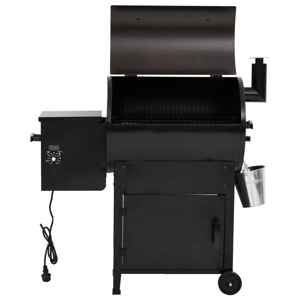 vidaXL Grill na pellet z kominem, czarny, 104 cm, żelazo