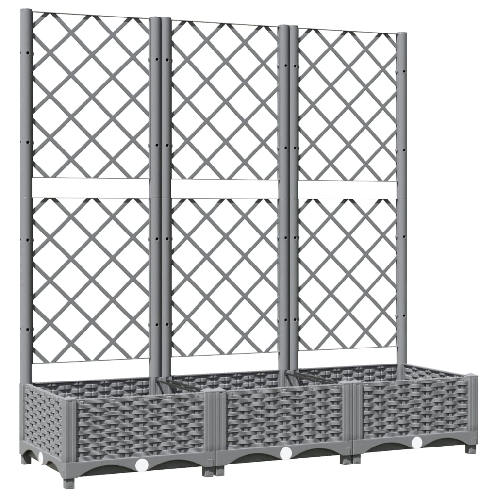 vidaXL Donica ogrodowa z kratką, jasnoszara, 120x40x121,5 cm, PP